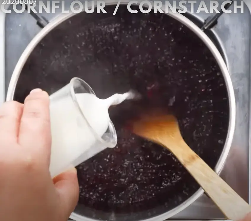 Mix cornflour and water, then stir in - it wil thicken quickly.