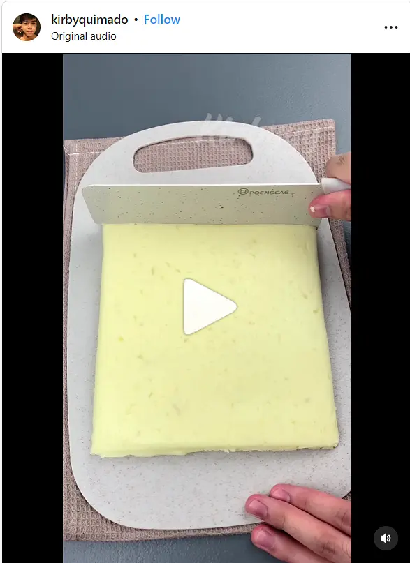 Cut frozen potato dough into thick slices