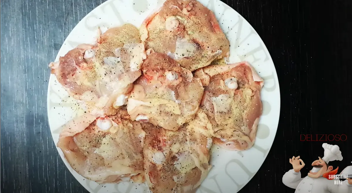 Season both sides of chicken with dry seasoning