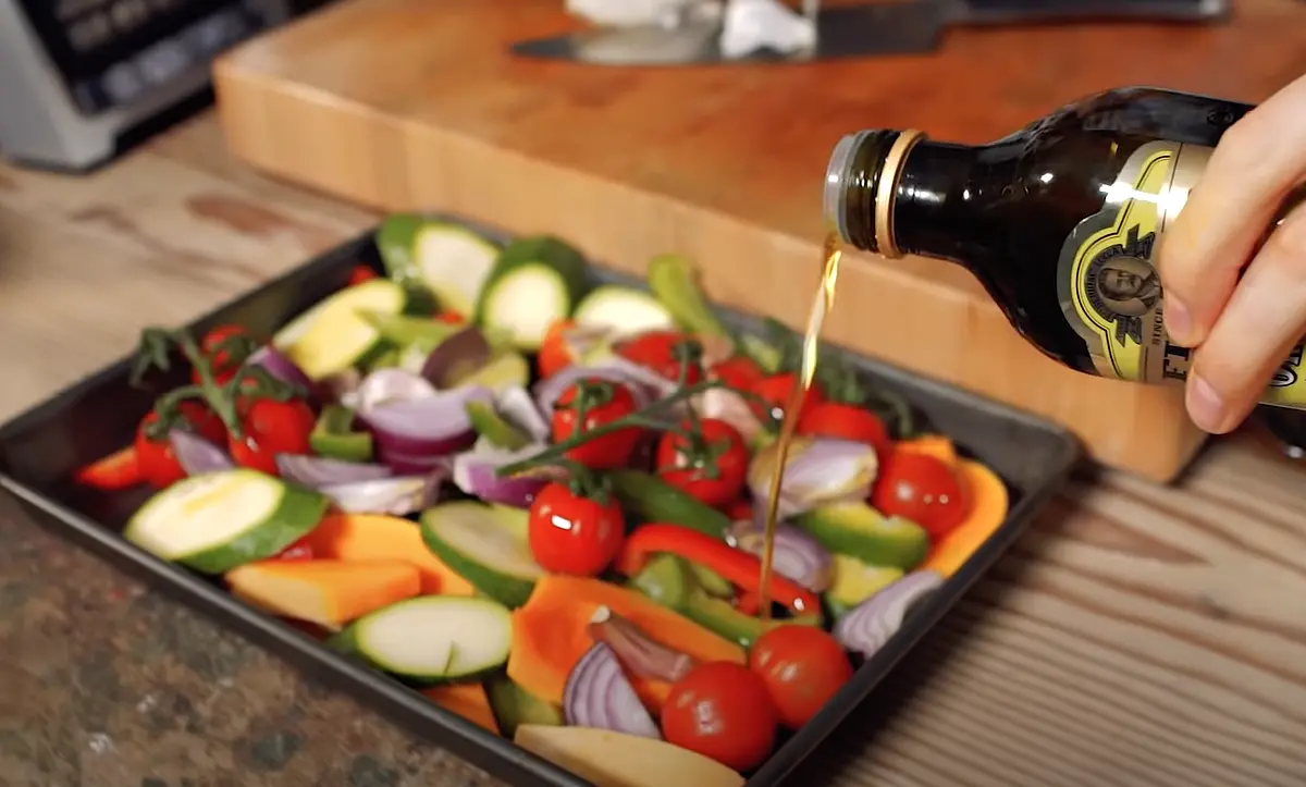 drizzle olive oil and sprinkle with spice and seasoning