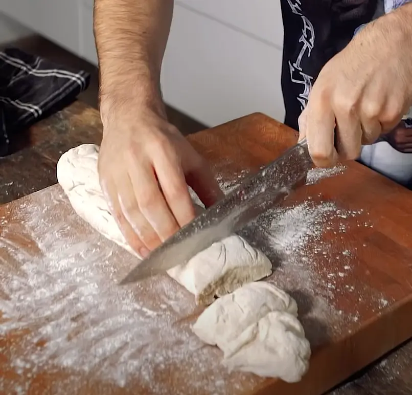 Roll into a log and cut into 8 to 10 equal pieces.