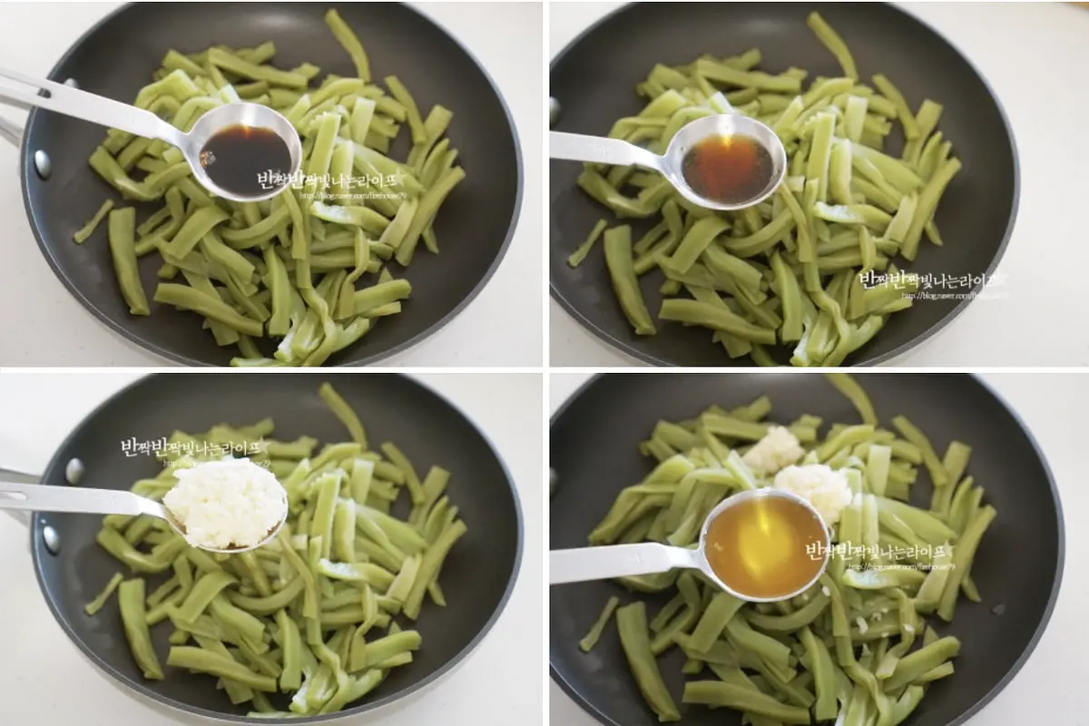 국간장 1 큰 술, 참치 액 1/2 큰 술, 간 마늘 1 큰 술, 들기름 1 큰 술 듬뿍 다진대파를 넣어줍니다.