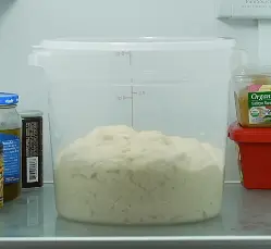 4. Refrigerate overnight (or ferment 90 minutes more at room temperature for same-day use). The dough can stay in the fridge up to 7 days.