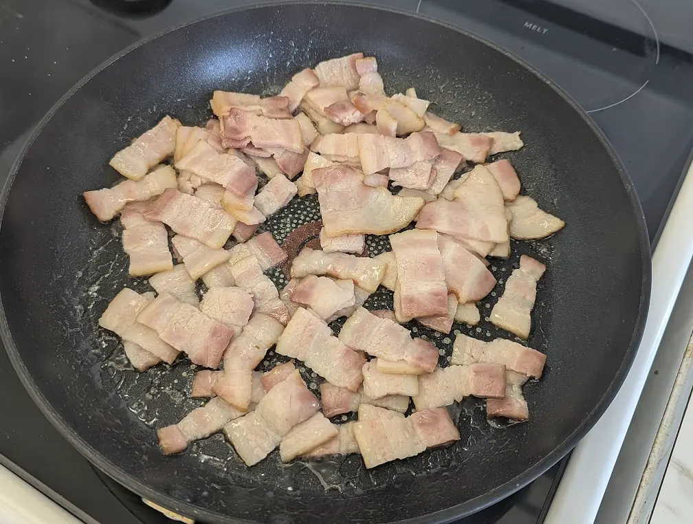 Cut bacon to slices