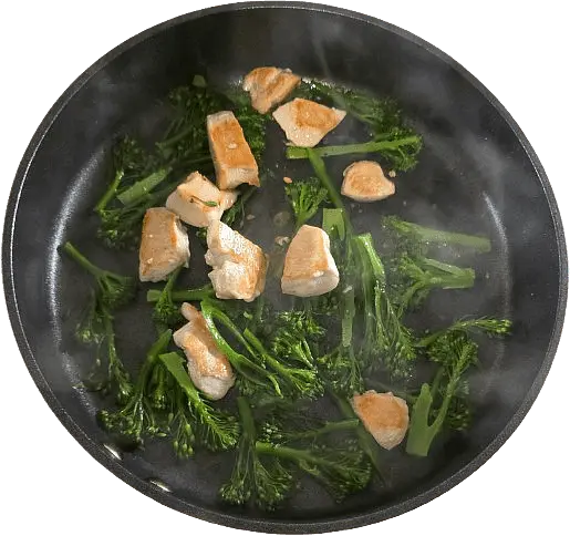 Return the chicken to the pan and toss with the broccoli for 1 minute to heat through.