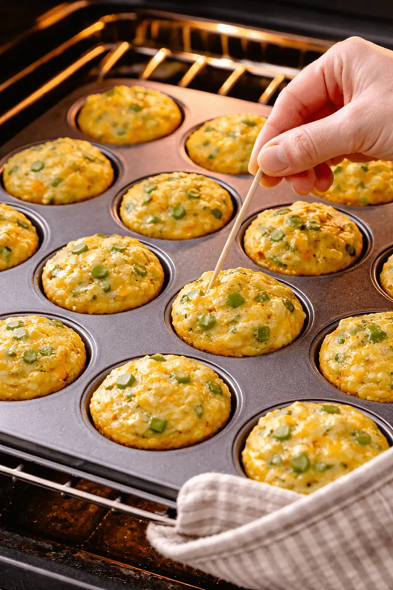 Bake until golden: 10-12 min for mini or 14-17 min for regular. Toothpick should come out clean.