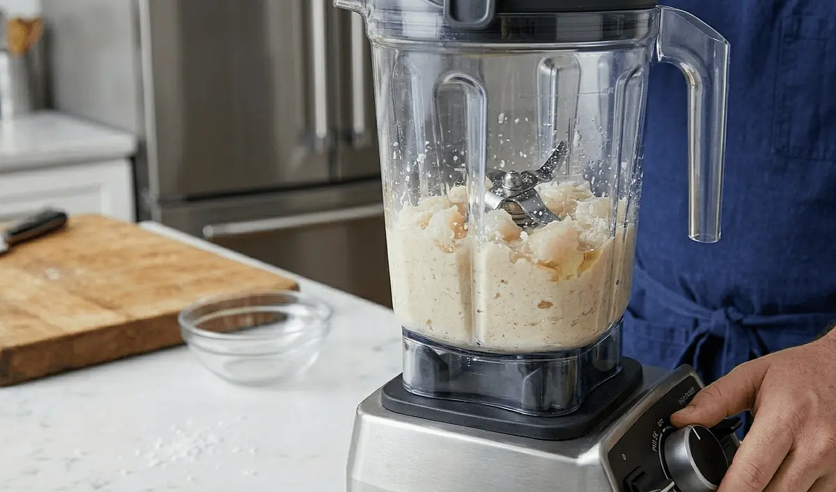 The Blitz: Pulse the cold scallops, egg white, and a pinch of salt until a paste forms.