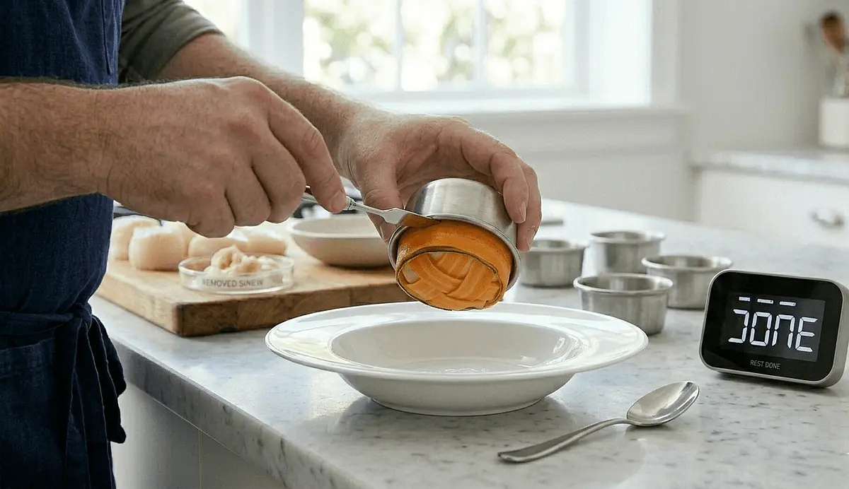 The Reveal: Gently run a thin knife around the very edge. Invert the mold into the center of a warm, shallow bowl.