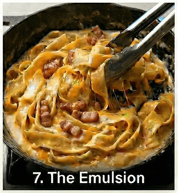 Toss the pasta vigorously with tongs. The residual heat from the cream and the noodles will "cook" the egg, transforming it into a thick, velvety glaze that clings to the pappardelle. If it looks too thick, add a little more pasta water.