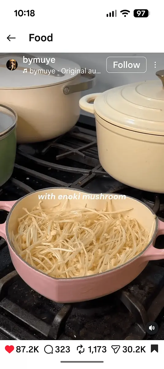 Line the bottom of a pot with your mushrooms