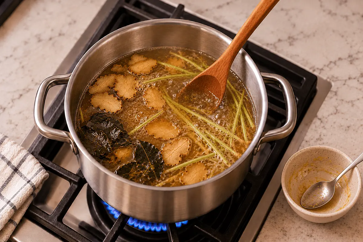 Uncover. Stir in the lemongrass paste. Keep heat as low as possible to keep hot