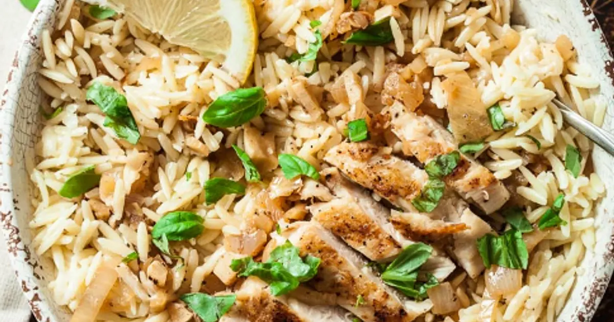 Lemon Basil Orzo with Chicken Recipe | Samsung Food App