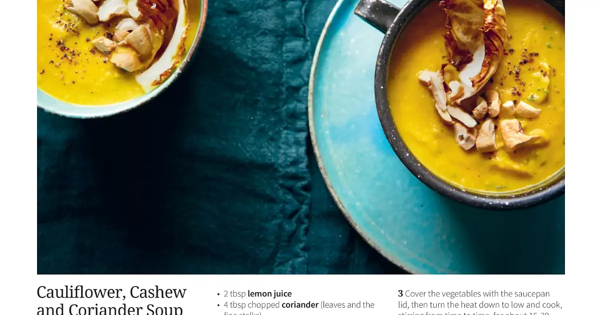 cauliflower, cashew and coriander soup Recipe | Samsung Food App
