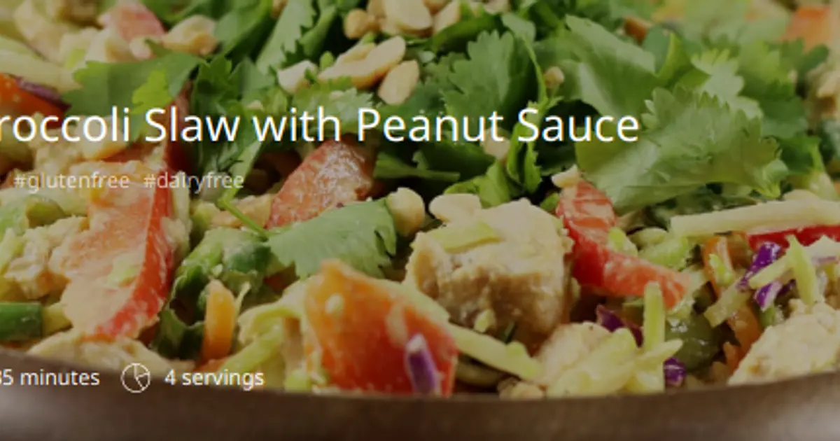 Chicken & Broccoli Slaw with Peanut Sauce Recipe | Samsung Food App