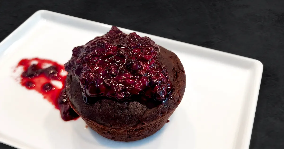 Favorite Mini Fudgy Chocolate Cake with Fresh Blackberry Compote Recipe | Samsung Food App