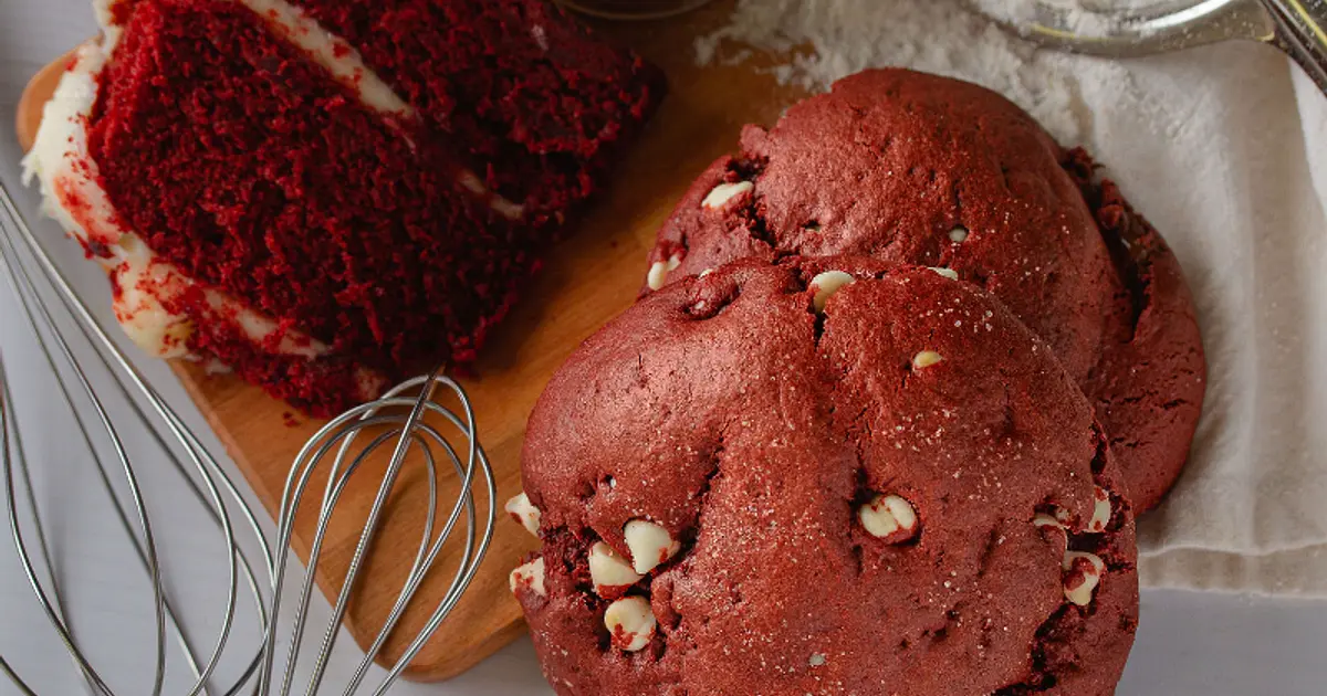 Giant Red Velvet Stuffed Cookies Recipe | Samsung Food App