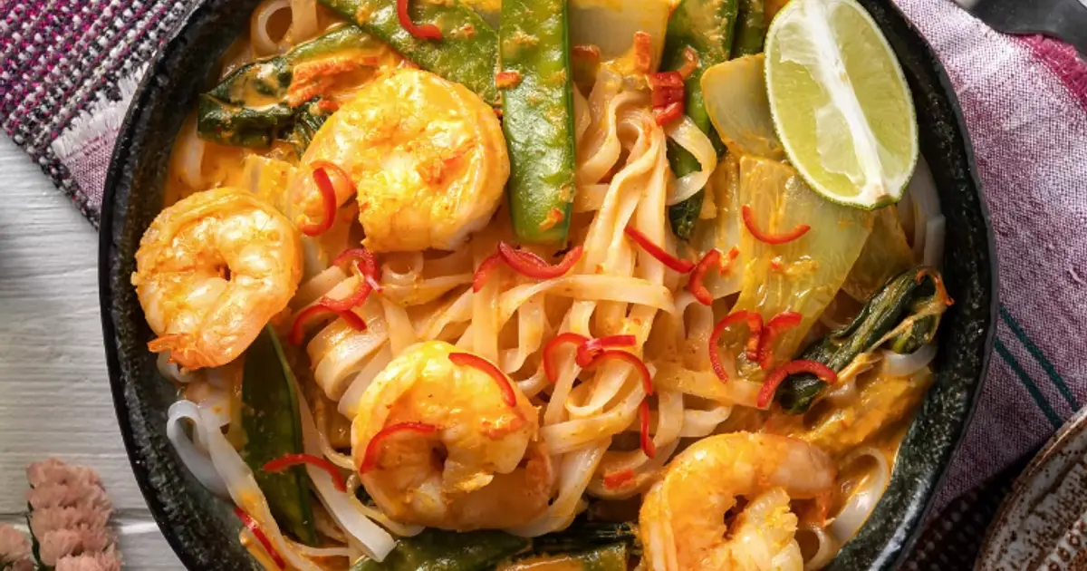 Coconut Prawn Noodle Soup with Lime and Red Chilli Recipe | Samsung Food App