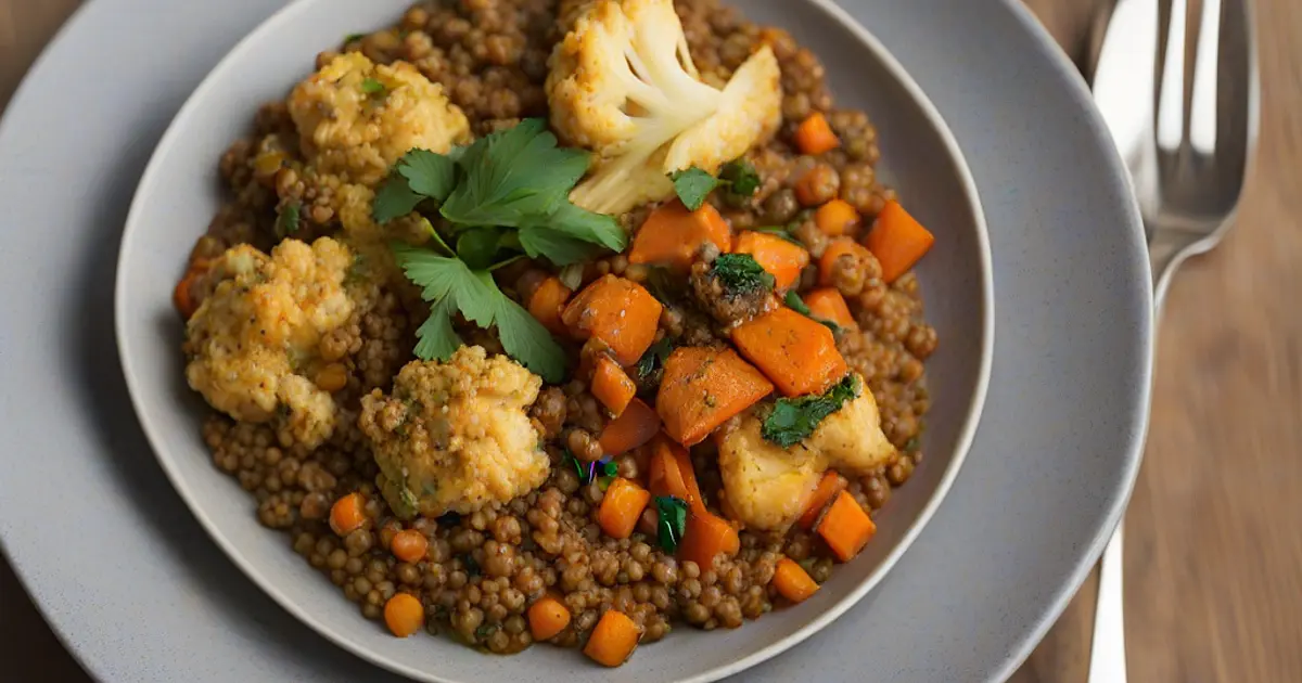 Spiced Lentil and Vegetable Stew, Roasted Cauliflower, Quinoa Recipe | Samsung Food App