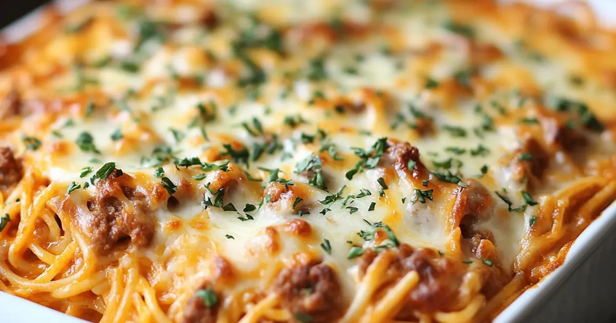 Baked cream cheese spaghetti casserole Recipe | Samsung Food App
