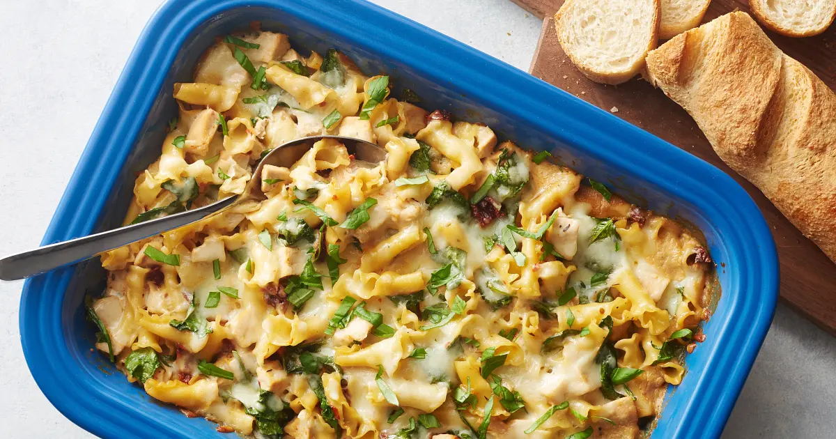 One-Pan Tuscan Chicken Pasta Bake Recipe | Samsung Food App
