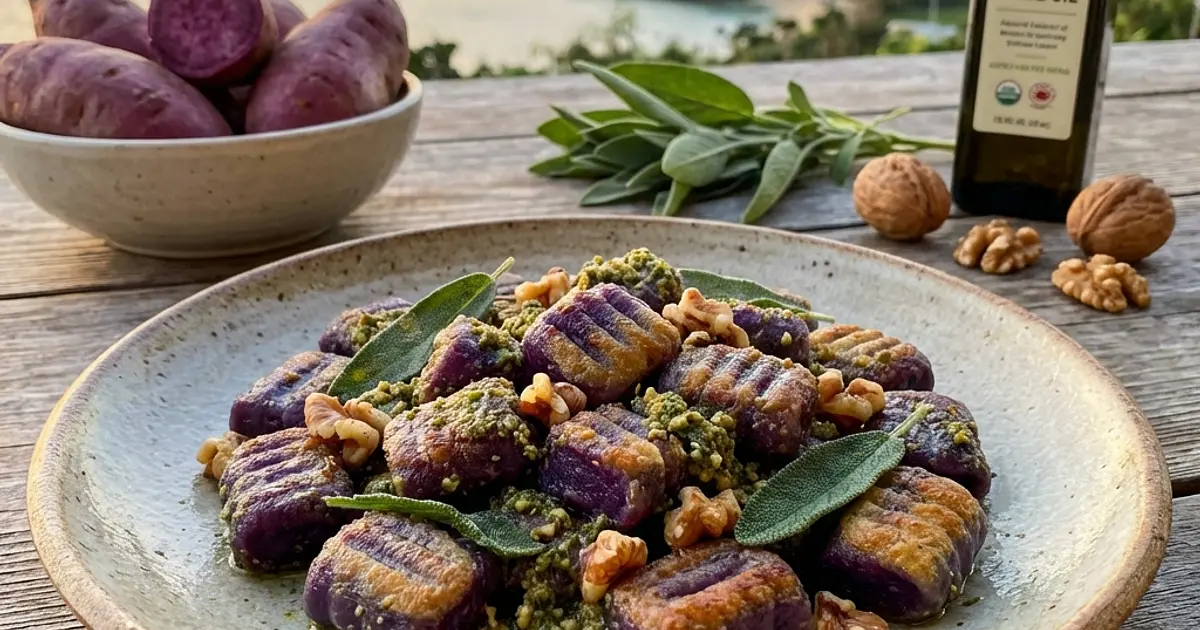 Violet Vitality Gnocchi with Sage-Walnut Pesto Recipe | Samsung Food App