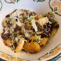 Honestly how did I never think of sautéing gnocchi? GENIUS. So good. Will never boil gnocchi again. Love the contrast of slightly bitter Brussels sprouts with the honey and butter. The crispy sprouts and crispy parts of the gnocchi are so addicting. Definitely made this twice in one week once and has made it to the weekly rotation