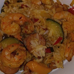 I didn't use cauliflower rice..  but it still turn out really good very easy to cook ..