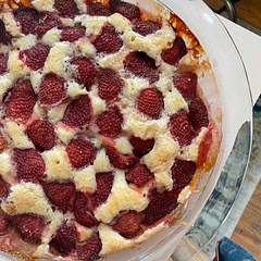 This cake is one of my favorite strawberry desserts in terms of effort and taste - it’s a simple batter that is likely ingredients you already have and very forgiving. I make it with Oatly no problems, sometimes slightly less ripe strawberries and it’s fine. I love how the fruit cooks down to be jammy and the cake is fluffy and just the right sweetness. It comes together quickly - only thing is mine usually takes the full 60 min. Highly recommend!