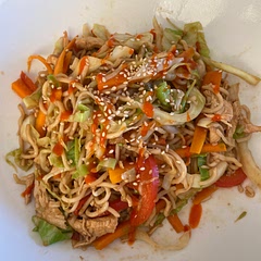 Who knew cabbage could be so tasty! For 2 servings: I used ½ a small green cabbage.  Added ½ a red pepper and 1 nest of cooked egg noodles. Replaced the beef with 1 cooked shredded Chicken Breast which worked well. hi 