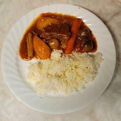 It's very tasty.  I added mushrooms and tomatoe paste. I didn't use any beef stock since I didn't have any. I just used water. I used cornstarch as a thickener instead of flour. The tomatoe paste gave a better flavor to the pot roast.