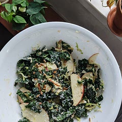 love the crunch, the apple is amazing with the dijon-y dressing and the Parm! chefs kiss.