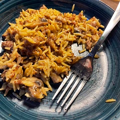 Next time I would use an Italian sausage that isn’t as sweet as the one I used. And probably omit the heavy cream. It makes for a weird texture. Definitely needs a lot more salt then you expect.