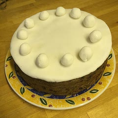 Lovely cake made every year. Half the marzipan. Also used fondant once as I ran out of marzipan