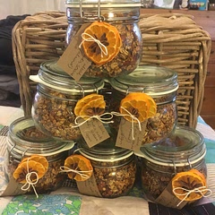Makes 2.5 litres. Lasts ages. I tend to just add brown sugar & syrup but not honey. I have also made with marmalade to replace sugar & syrup & dairy free dark chocolate chips in place of raisins. Easy vegan adaptations. Great for gifts