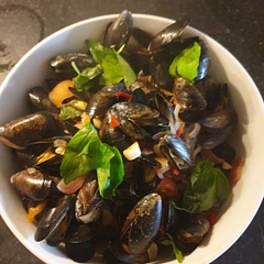 This is a fabulous recipe. I would recommend some crusty bread to soak up the sauce.