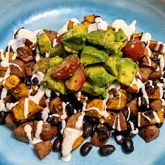 This has easily become one of our favorite recipes. I do not use the sauce recipe, instead I make my own crema and top it with that. I also add black beans.