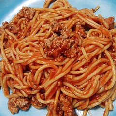 This is my go to for a quick meal. I leave out the diced tomatoes and I puree my spaghetti sauce for my SPD child.