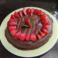 I used milk chocolate chips and Ghirardelli Dutch process cocoa.
