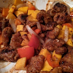 I used leftover homemade chicken nuggets instead and swapped the pineapple for mango 🥭. The sauce is so easy and delicious. Also added red pepper flakes for a very slight spiciness.