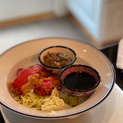 Delicious and "meaty" akin to a rare ahi tuna. Let coating sit on watermelon for a few minutes to allow the coating to stick better.