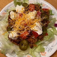 Easy to customize and make it work for your situation. We turned ours into salads. Lots of leftovers that we’re going to put in bell peppers and heat up tomorrow.
