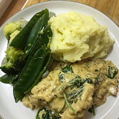 This was extremely tasty, only thing I did different was add mature cheddar instead of Parmesan as I didn’t have any, my partner loved it and over ate as it was that good. Served it with mash, broad beans, broccoli and mange too