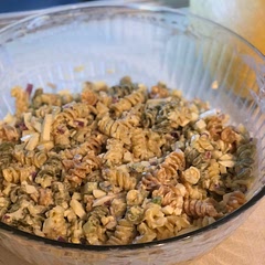 I added 1T. of garlic. And used tricolor pasta.