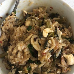 Lovely dish. Mine came out a bit spicy but yummy. Made with Jasmine rice, and didn't add ginger. Would definitely recommend. Great as leftover as well (I added cashew nuts and seeds to it).