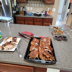 these were the best ribs I've ever made, hands down!  we didn't finish them on the grill (too much other stuff going on...), just put on a light layer of bbq sauce and put them back in the oven for a few minutes. Amazing!!