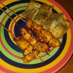 I followed exact recipe but cut in half; I let chicken marinate for hours while doing housework. Yes.... I ate a skewer before I took pic! Lol..... Loved it with some flatbread. I will definetly be making this again. Thanks for Sharing.