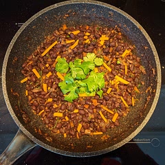 4/5⭐ I didn't have onions so I put in a bit of leftover chopped carrots and mushrooms instead. Garnished with some vegan cheese and extra cilantro. Added it to a wrap with some baby spinach and salsa. Delish!