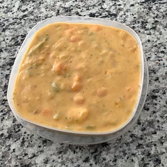 We used too many carrots and didn’t have any ham. We also improvised with home made velveeta. Overall good.