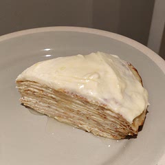 Not at all enough cream filling, you certainly won't achieve the cake on the website - no matter how much you whip the cream. 

There are better crepe cake recipes out there.