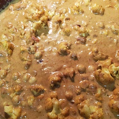 Different pan, and slightly more cream. I still used fresh cauliflower. Still more water. Great!